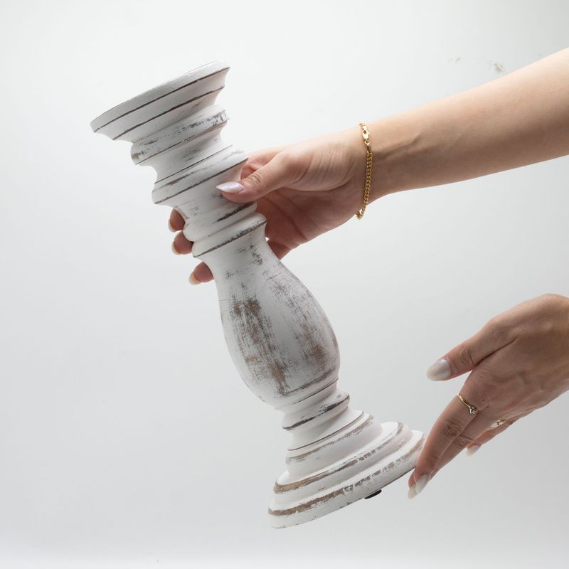 Classic Candle Stand - Whitewash - 30x10cm - Medium