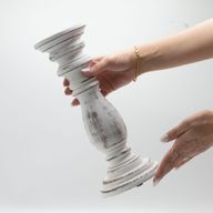 Classic Candle Stand - Whitewash - 30x10cm - Medium