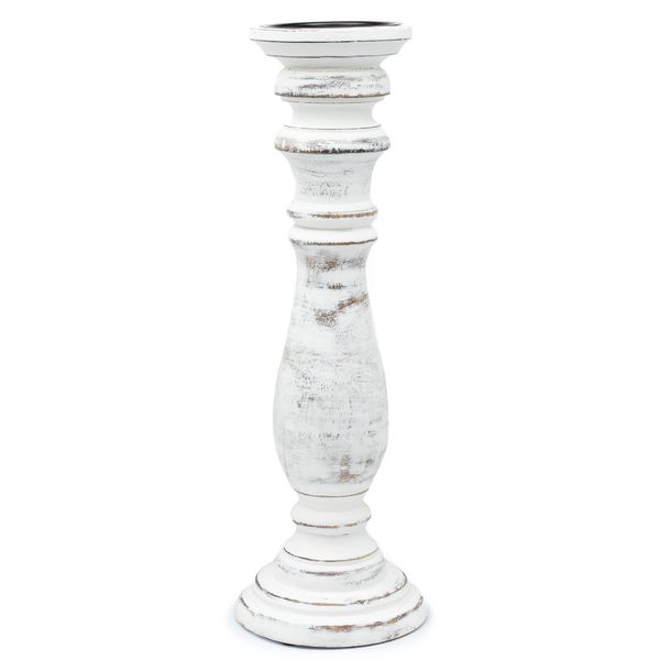 Classic Candle Stand - Whitewash - 37x10cm - Large