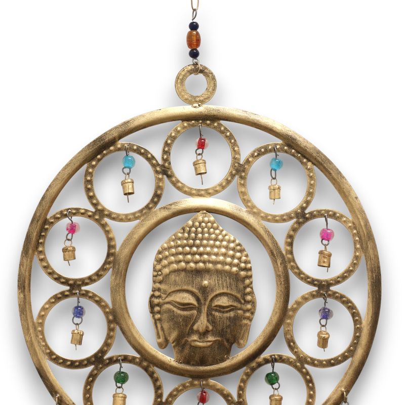 Indian Chimes - Lrg Buddha  Face 15 Bell Chimes - 36cm