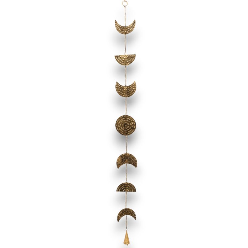 Indian Chimes - Brass Moon Phases Drop with Bell - 115cm