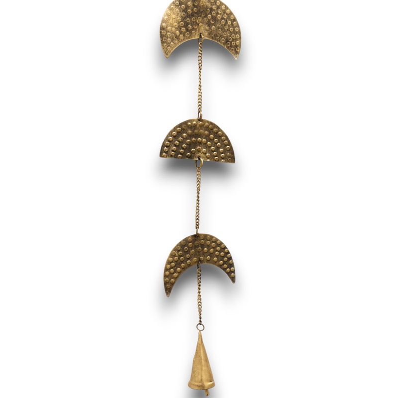 Indian Chimes - Brass Moon Phases Drop with Bell - 115cm