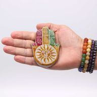Soapstone Hamsa Incense Holder 9x6cm -Sun Face
