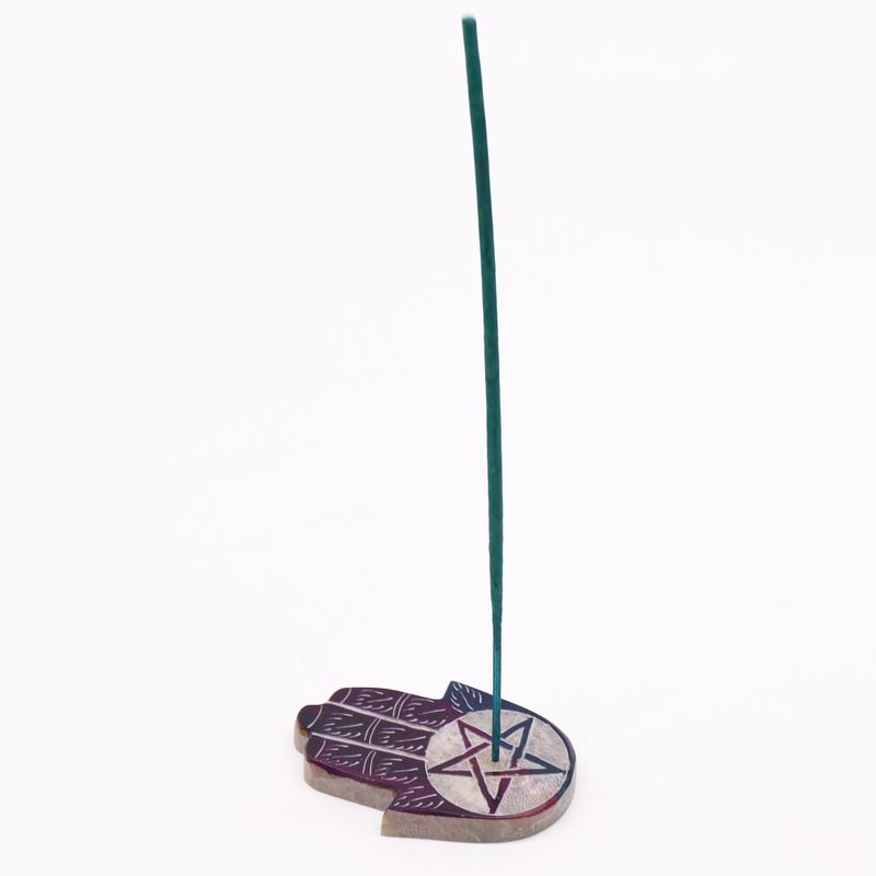 Soapstone Hamsa Incense Holder 9x6cm -Pentigon