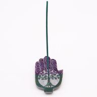 Soapstone Med Hamsa Incense Holder 13x9cm - Tree of Life