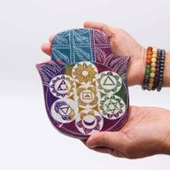 Soapstone Lrg Hamsa Incense Holder 18x15x1.2cm - 7 Chakra