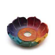 Soapstone Lotus Flower Incense Holder 10x3cm - Chakra Colours