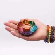 Soapstone Small Lotus Flower Incense Holder 7.5x2.5cm - Chakra Colours