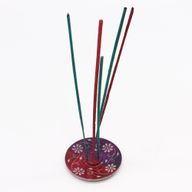 Soapstone Disc Incense Holder 8cm - Floral (5 stick holder)