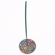 Soapstone Disc Incense Holder 8cm - Flower of Life