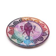 Soapstone Disc Incense Holder 10cm - Ganesha