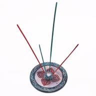 Soapstone Disc Incense Holder 12cm - Four Petal (cone & incense holder)