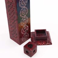Soapstone Square Tower Incense Holder 25cm - 7 Charkras