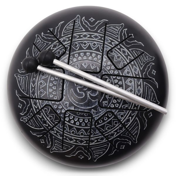 Large Happy Drum Om Mandala Engraved- 22x18cm