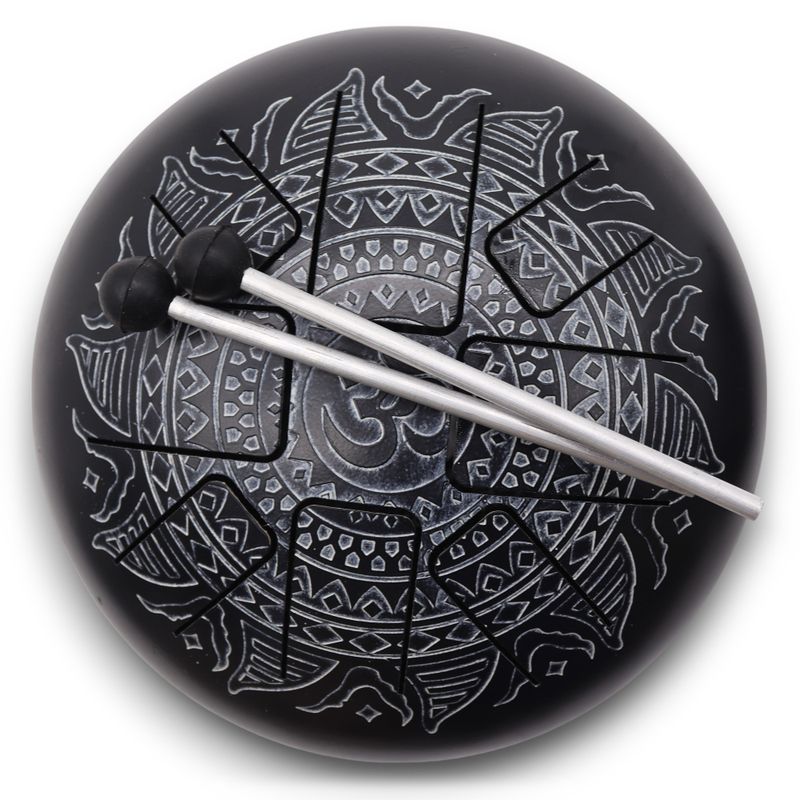 Large Happy Drum Om Mandala Engraved- 22x18cm