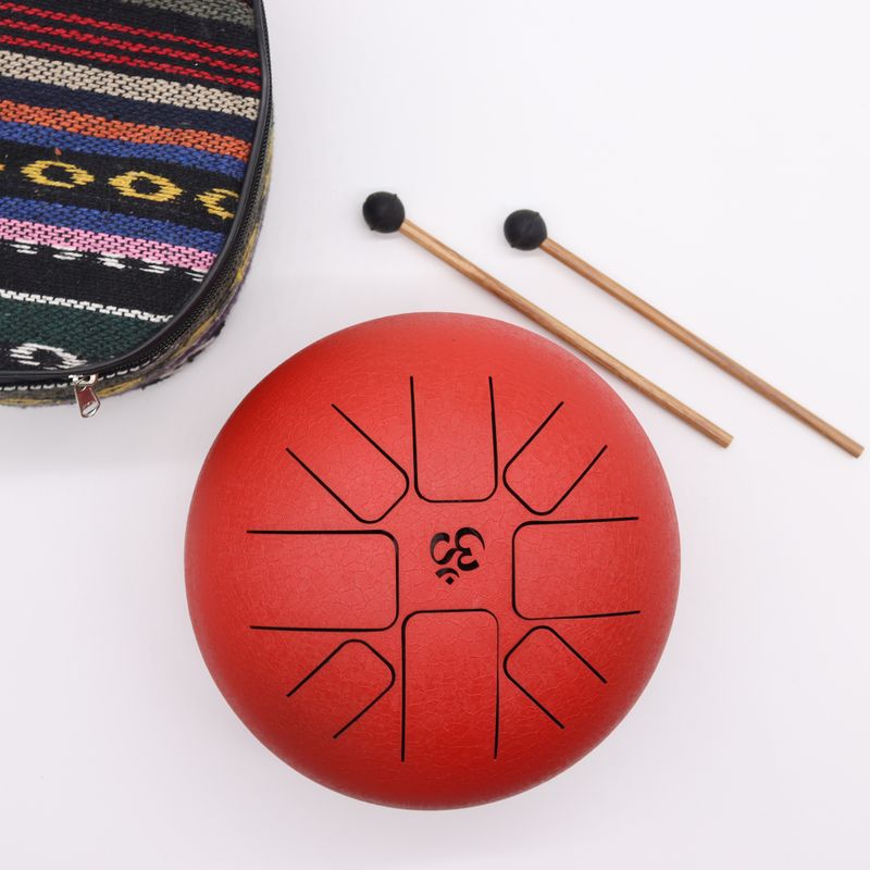 Large Happy Drum Om Red- 22x18cm