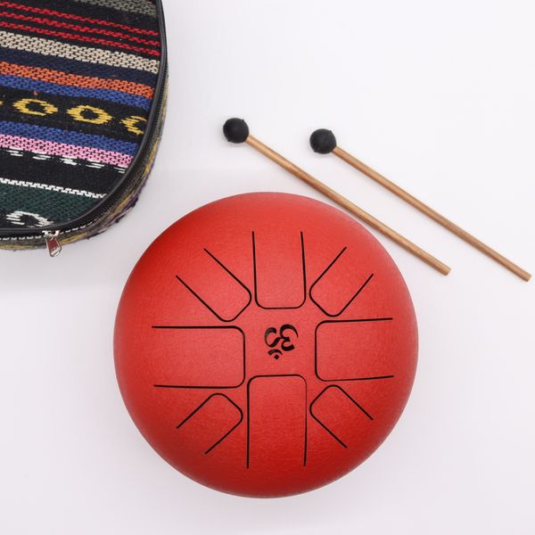 Large Happy Drum Om Red- 22x18cm