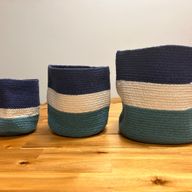 Set of 3 Jute Baskets - Evil Eye - 15 cm / 20 cm / 25 cm