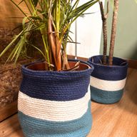 Set of 3 Jute Baskets - Evil Eye - 15 cm / 20 cm / 25 cm
