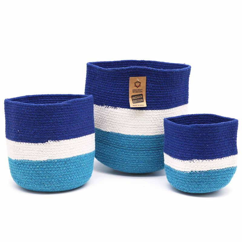 Set of 3 Jute Baskets - Evil Eye - 15 cm / 20 cm / 25 cm