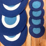 Set of Jute Coasters and Placemats - Evil Eye - 4 of each