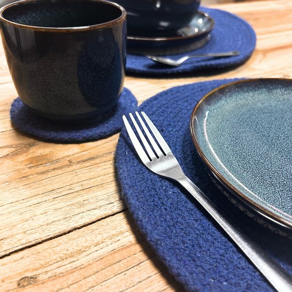 Set of Jute Coasters and Placemats - Evil Eye - 4 of each