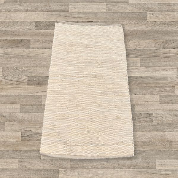 Small Indian Handloom Cotton Rug - 50x90cm - Cream