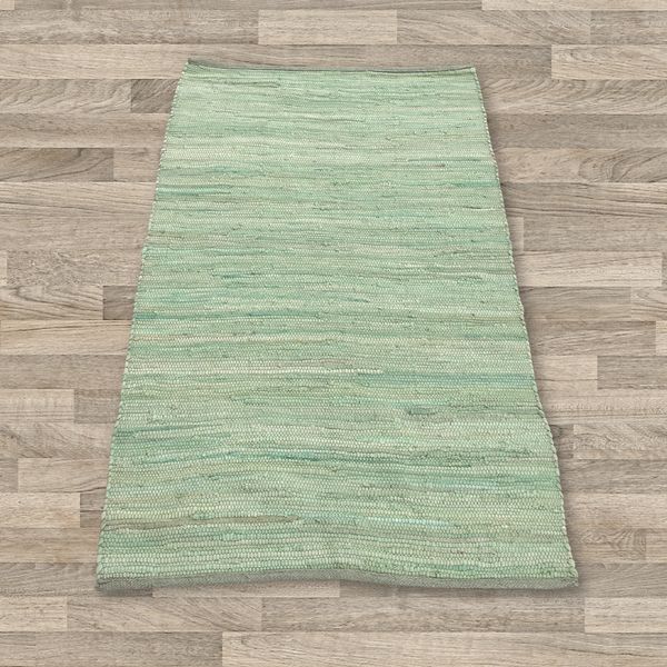 Small Indian Handloom Cotton Rug - 50x90cm - Aqua