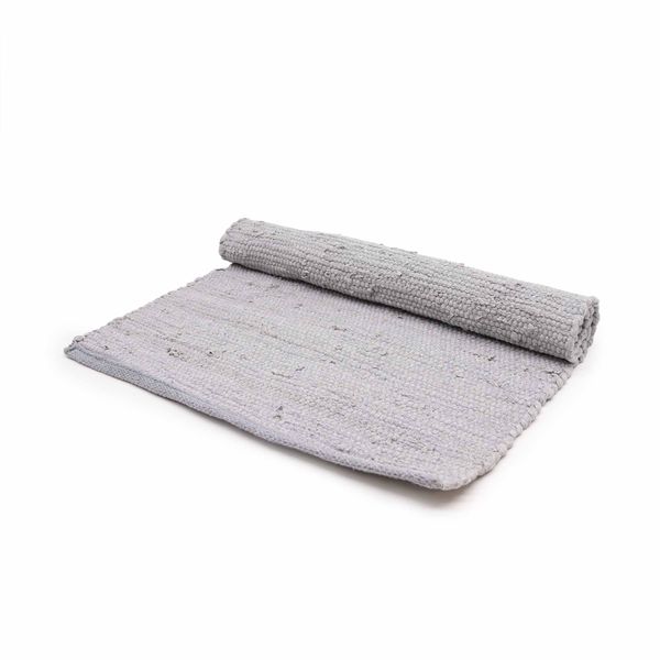 Small Indian Handloom Cotton Rug - 50x90cm - Grey