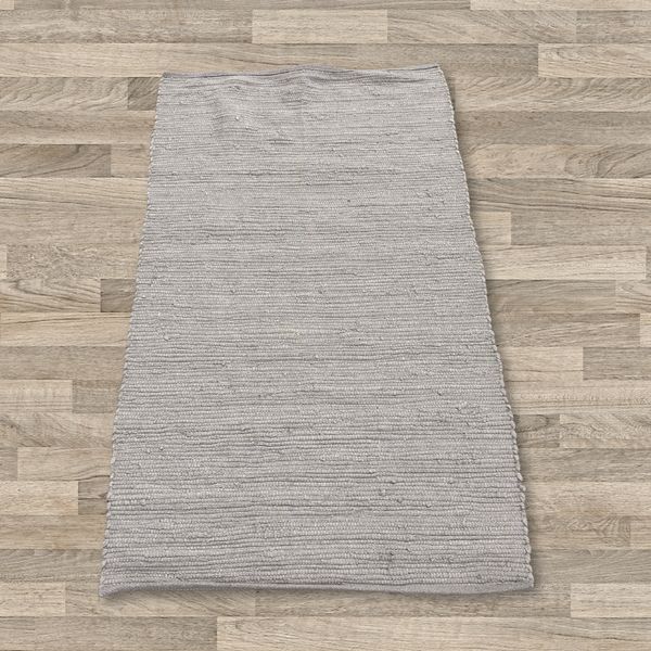 Small Indian Handloom Cotton Rug - 50x90cm - Grey
