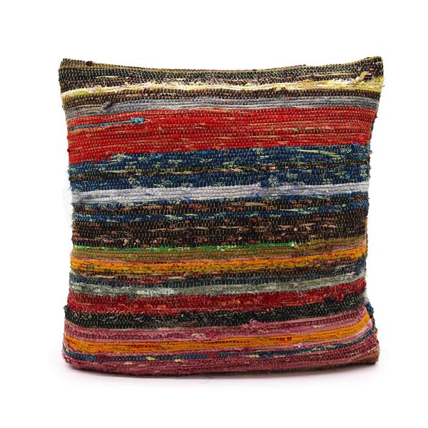 Rag Rug Cushion Covers - 40x40cm - Natural Greens