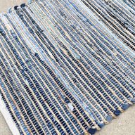 Small Jute and Recycled Cotton Rug - 50x90cm - Blue