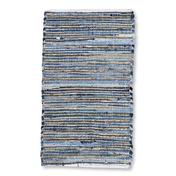 Medium Jute and Recycled Cotton Rug - 90x150cm - Blue