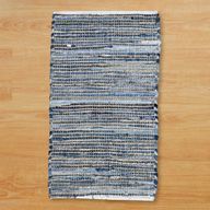 Medium Jute and Recycled Cotton Rug - 90x150cm - Blue