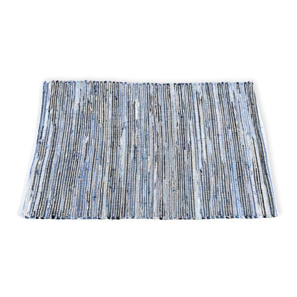Large Jute and Recycled Cotton Rug - 130x170cm - Blue