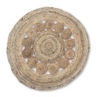 Round Soft Jute Rug Circles Inside 90cm