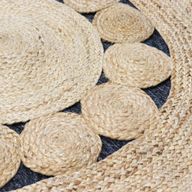 Round Soft Jute Rug Circles Inside 90cm