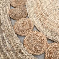 Lrg Round Soft Jute Rug Circles Inside 120cm