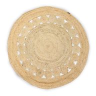 Lrg Round Soft Jute Rug Circles Inside 120cm