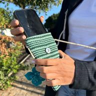 Phone Holder Bag Stripes Green - flower decor