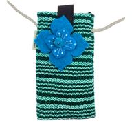 Phone Holder Bag Stripes Green - flower decor