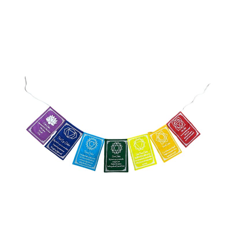Seven Chakra Colours & Mantra - Med (7 Flags)
