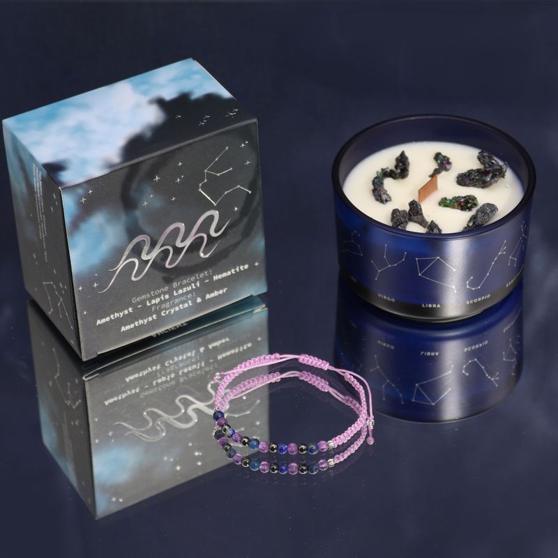 Zodiac Crystal Candle with Gemstone Bracelet -  Starter Pack (3 of each)
