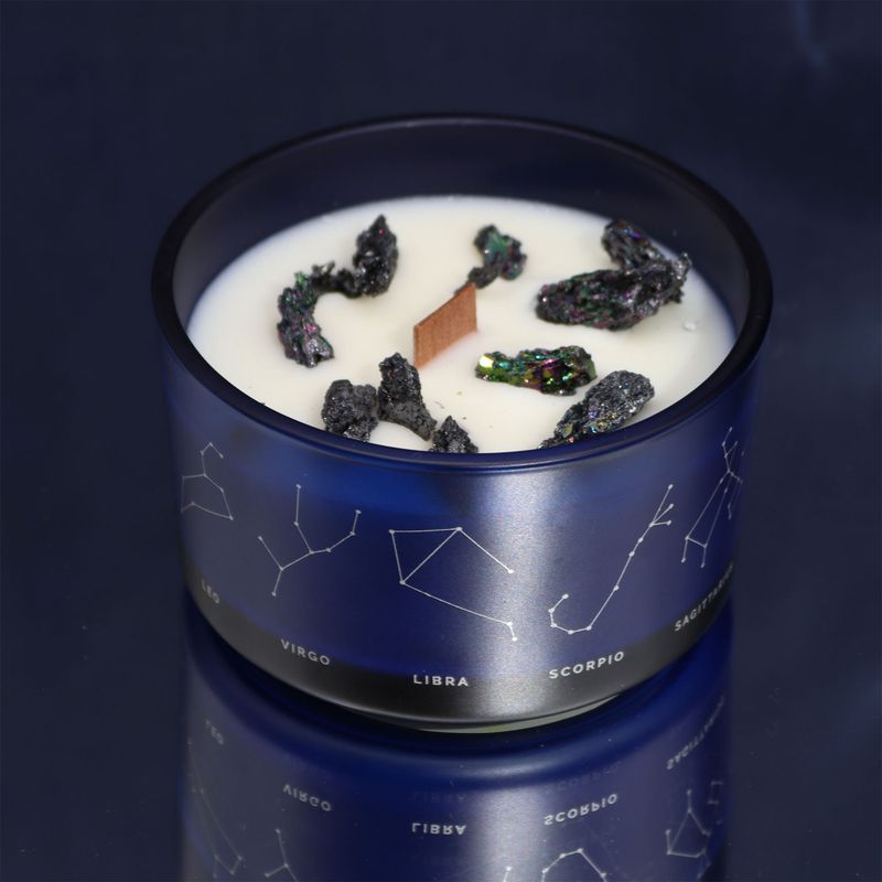 Zodiac Crystal Candle with Gemstone Bracelet - Aquarius