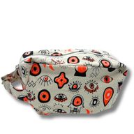 Small Multi Eyes Cotton Canvas Boxy Toiletry Bag
