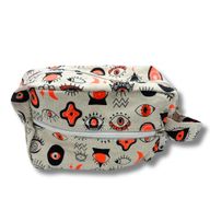 Small Multi Eyes Cotton Canvas Boxy Toiletry Bag