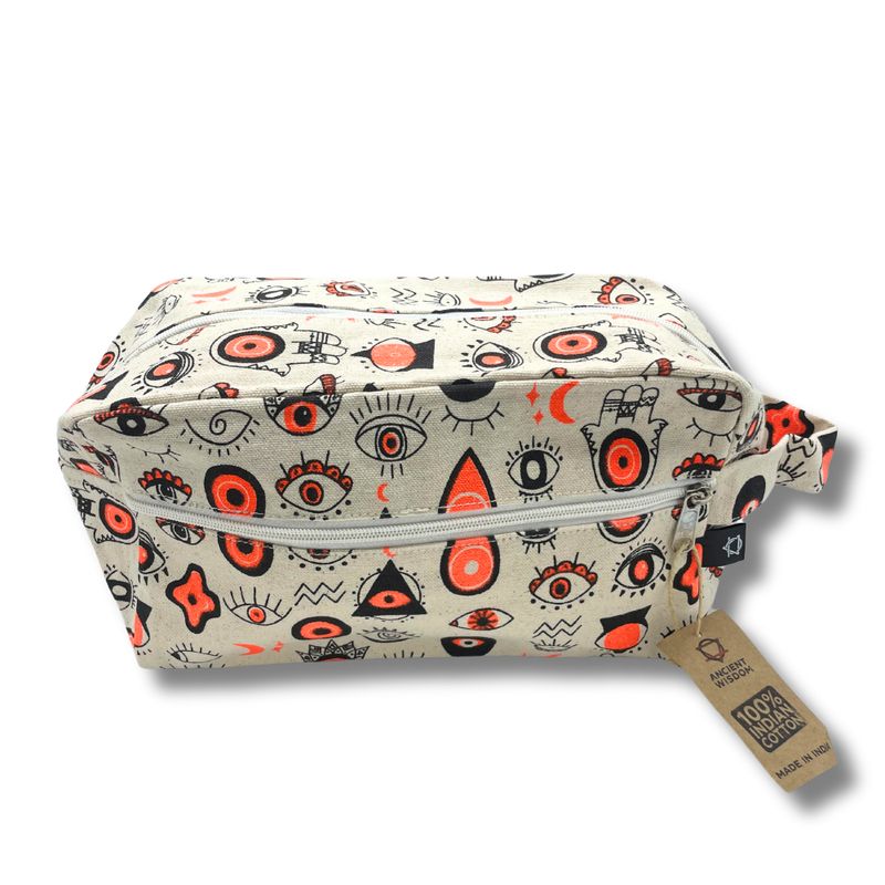 Med Multi Eyes Cotton Canvas Toiletry Bag