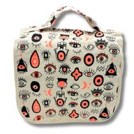 Large Multi Eyes Cotton Canvas Toiletry Bag