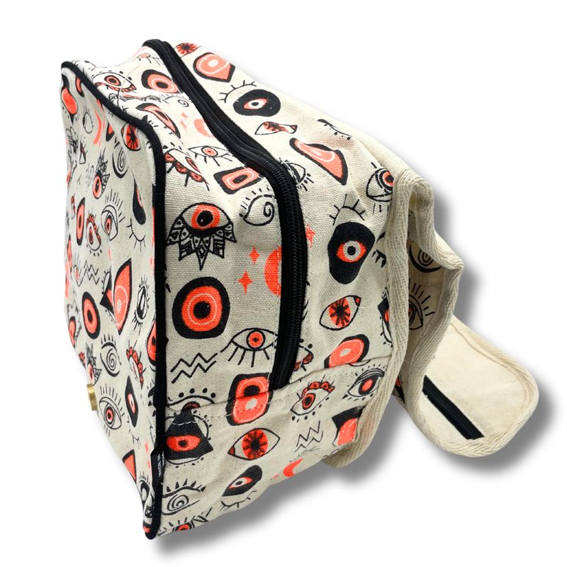 Large Multi Eyes Cotton Canvas Toiletry Bag