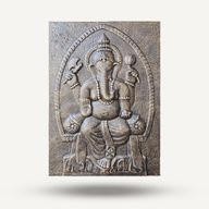 Large Ganpati Antique Gold Relief- 0.7x1m